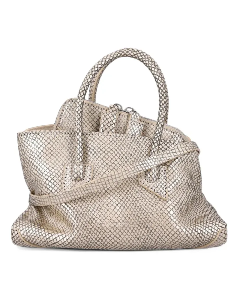 ATTICO snake-effect leather tote bag - Nude Nude