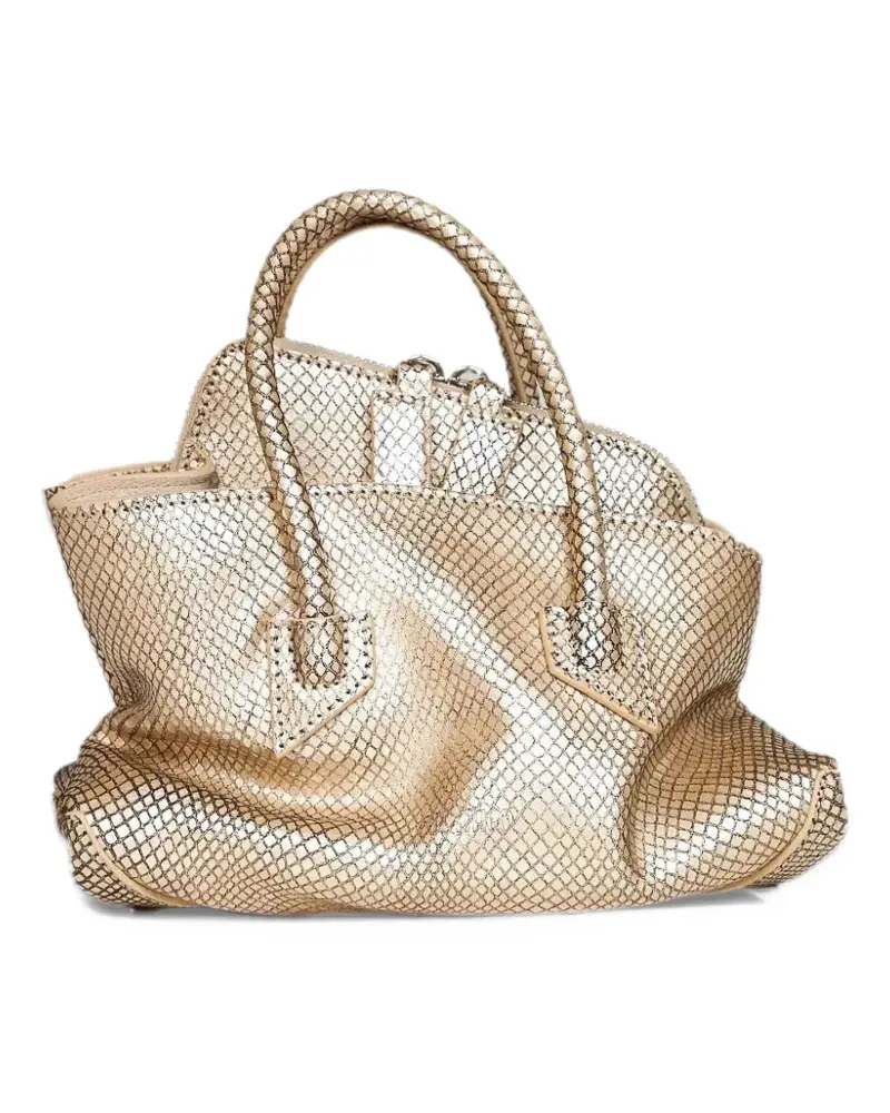 ATTICO snake-effect leather tote bag - Nude Nude