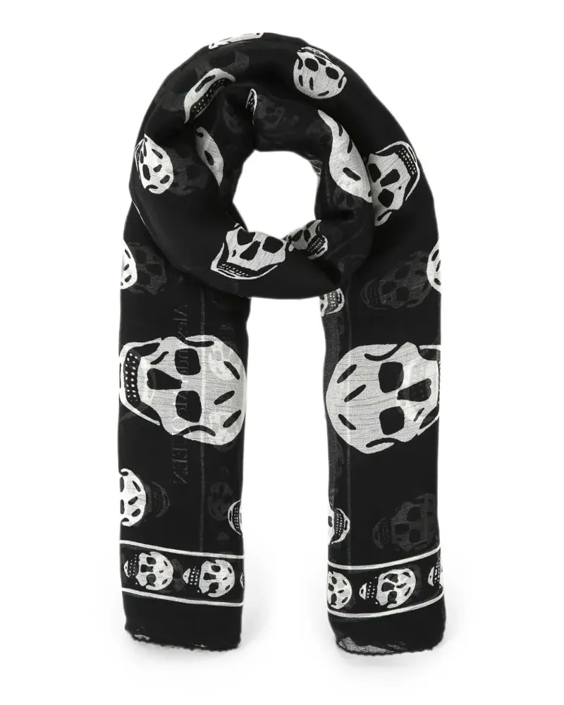 Alexander McQueen Classic skull-print silk scarf - Schwarz Schwarz