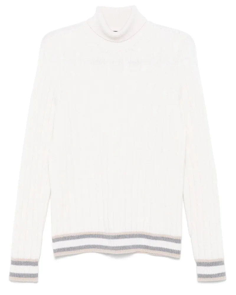Peserico Pullover mit Zopfmuster Weiß