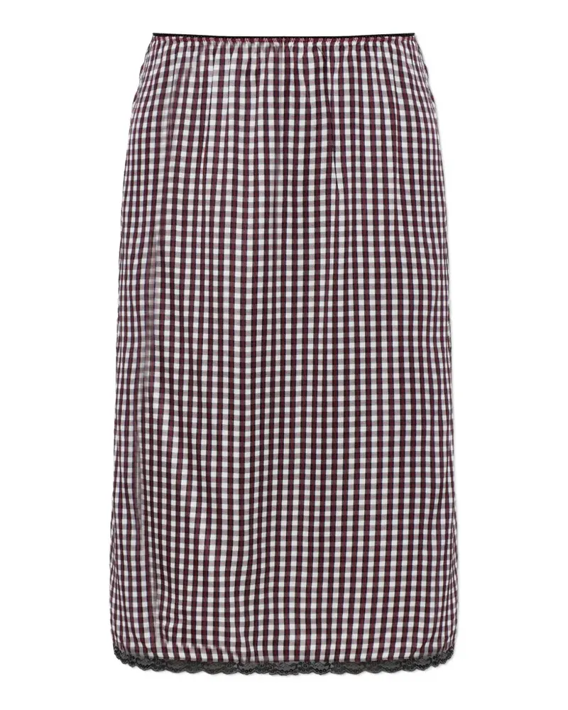 MUNTHE Catosha gingham lace-trim midi skirt - Weiß Weiß