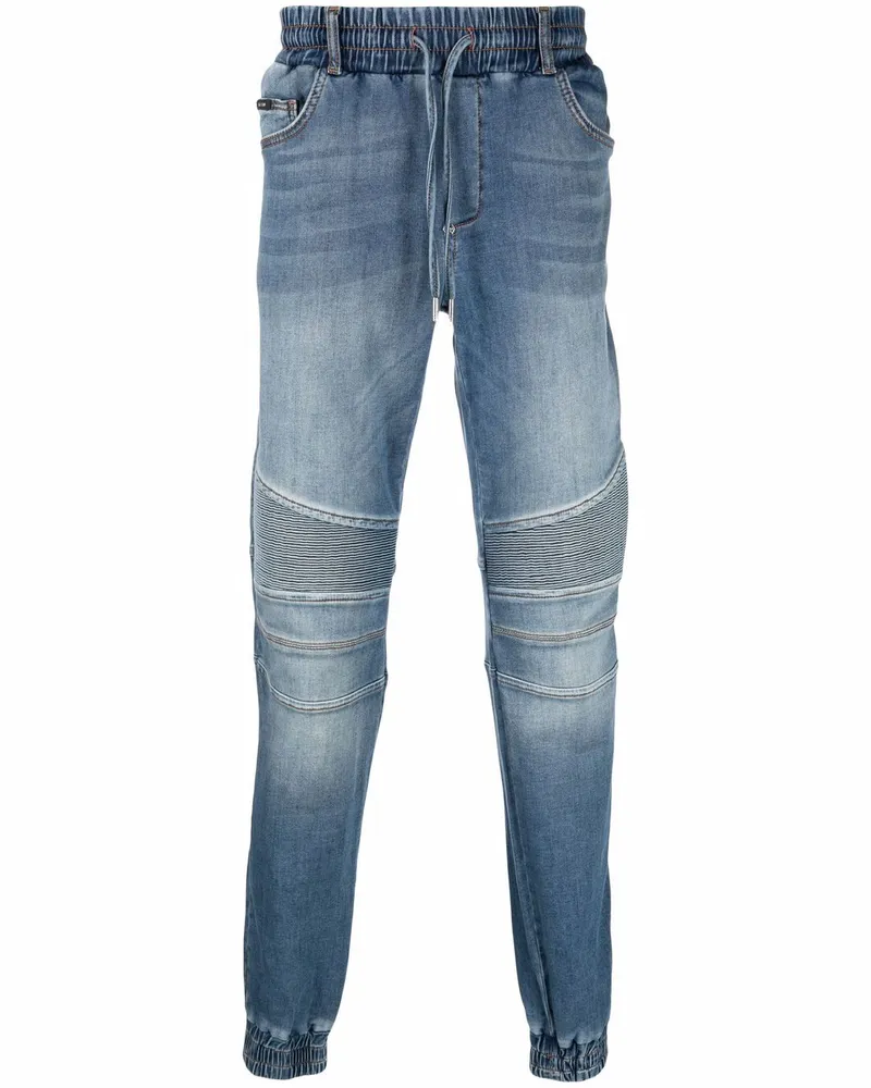Philipp Plein Halbhohe Slim-Fit-Jeans - Blau Blau