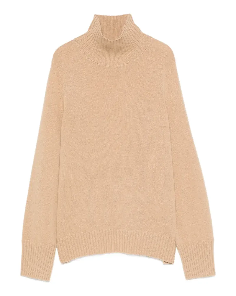 ALLUDE Gerippter Pullover mit Stehkragen - Nude Nude