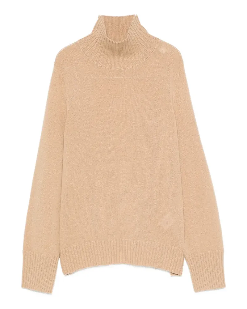 ALLUDE ribbed-knit mock-neck sweater - Nude Nude