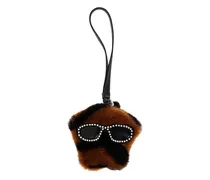 Taschenanhänger aus Faux Fur - Braun