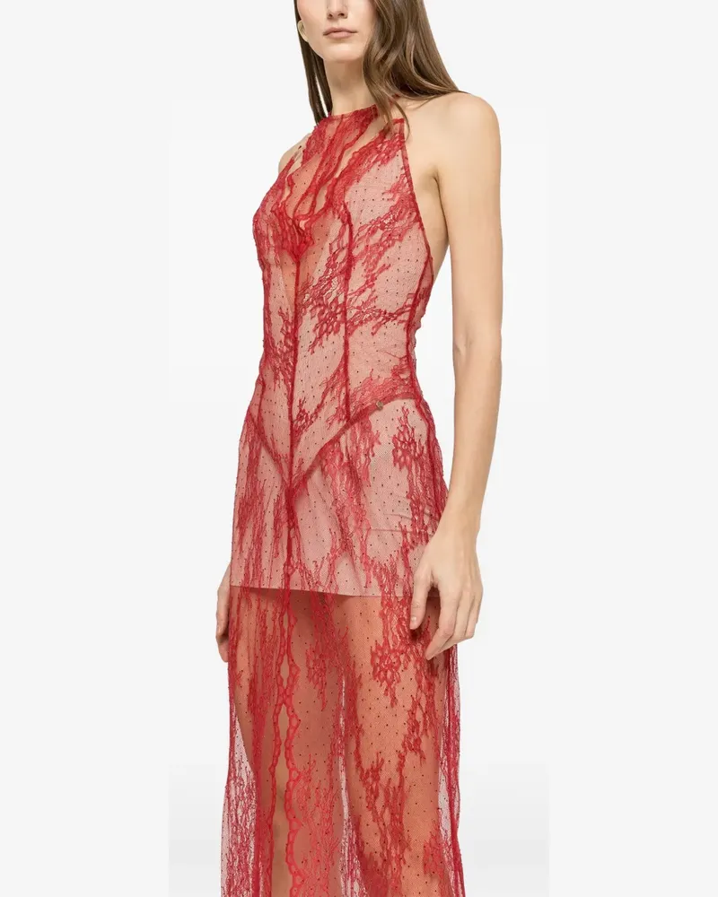 NISSA rhinestone-embellished lace maxi dress - Rot Rot