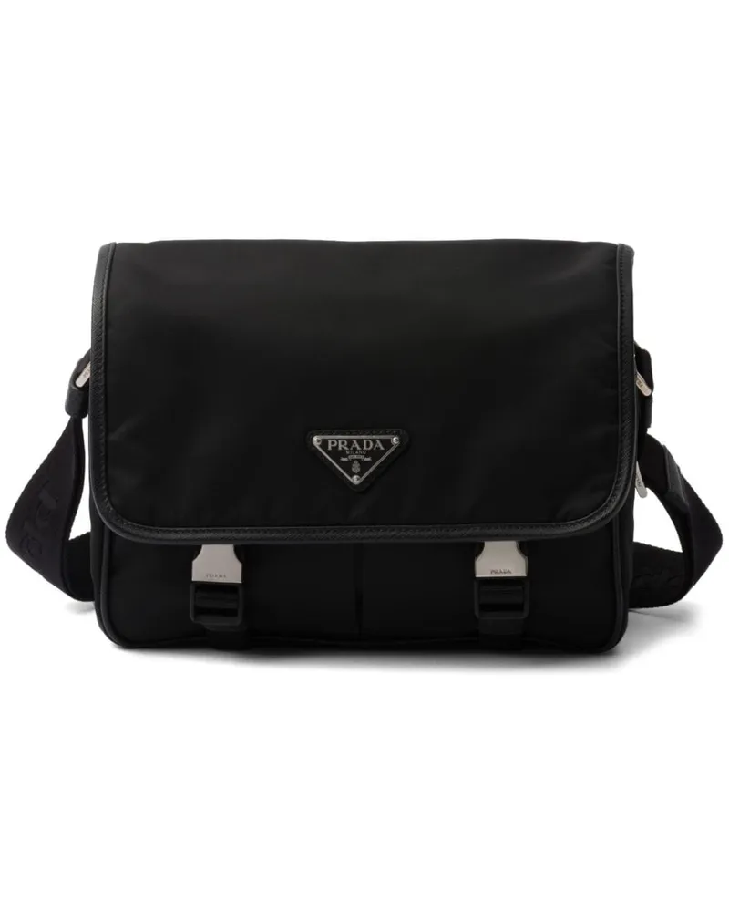 Prada Re-Nylon Schultertasche mit Logo-Applikation - Schwarz Schwarz