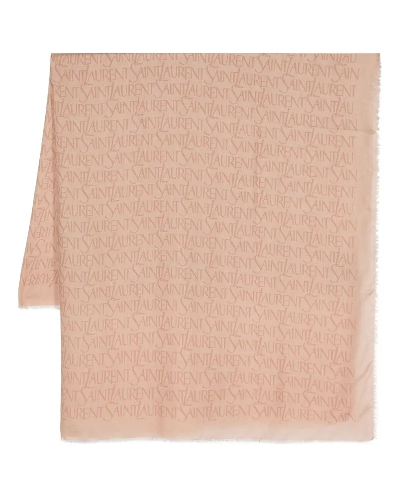 Saint Laurent Jacquard-Schal mit Logo - Braun Braun