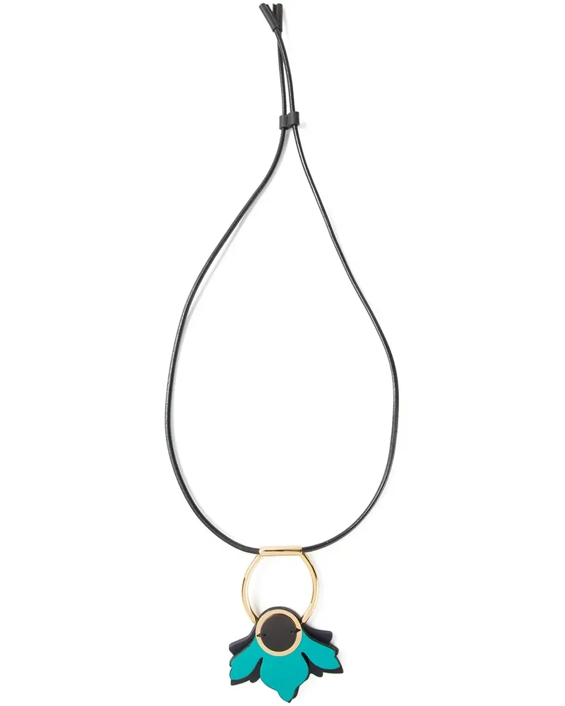 Marni Halskette mit Blütenanhänger - Schwarz Schwarz