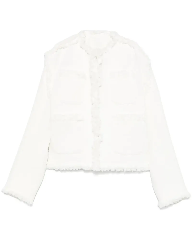 Sacai Jeansjacke im Distressed-Look - Weiß Weiß