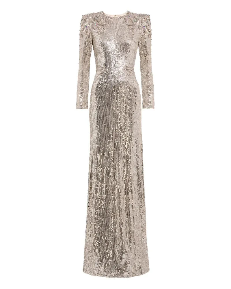 Jenny Packham Kleid mit Pailletten - Silber Silber