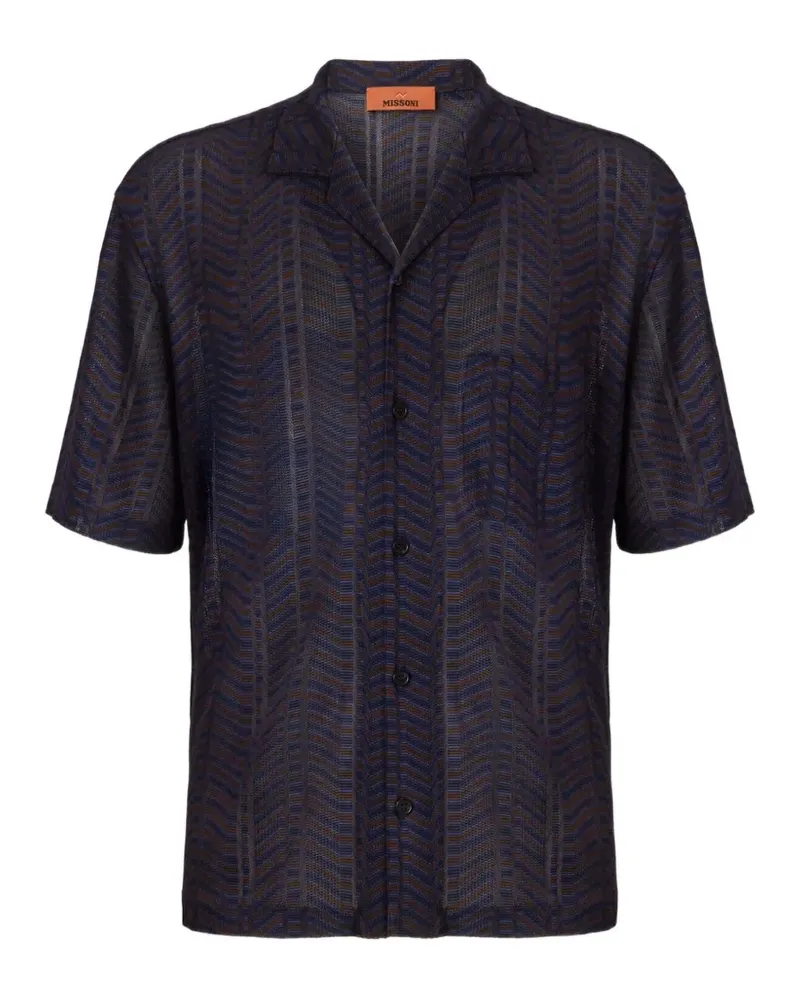 Missoni chevron-knit short-sleeve shirt - Blau Blau