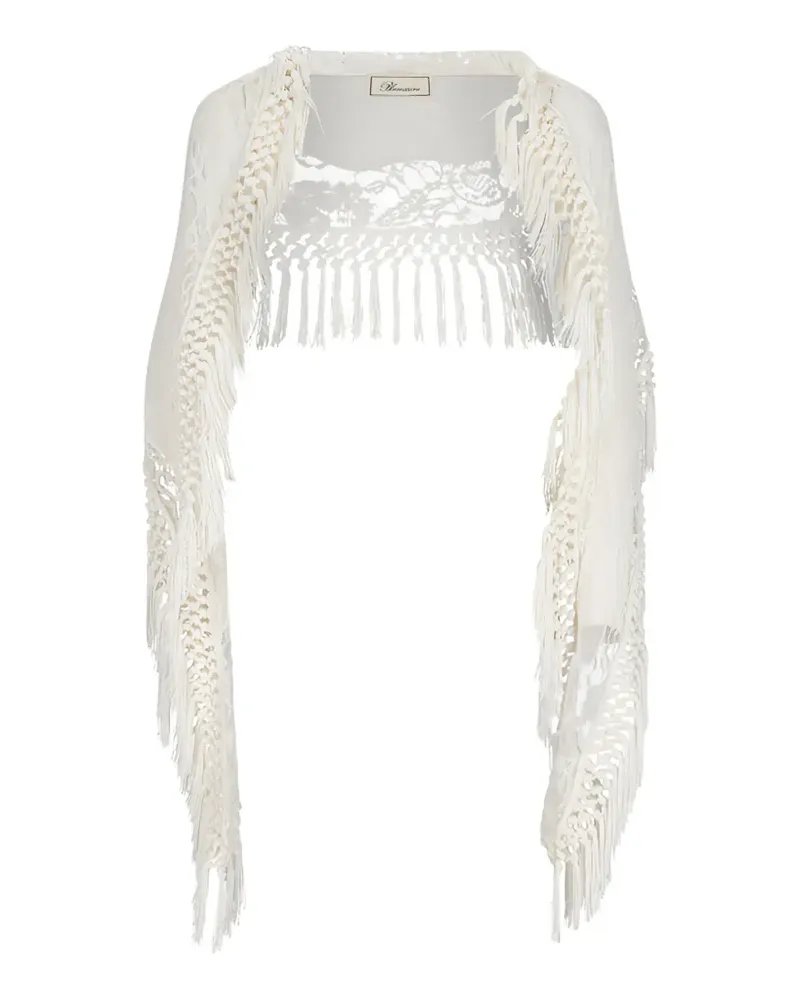 Blumarine lace fringed scarf - Weiß Weiß