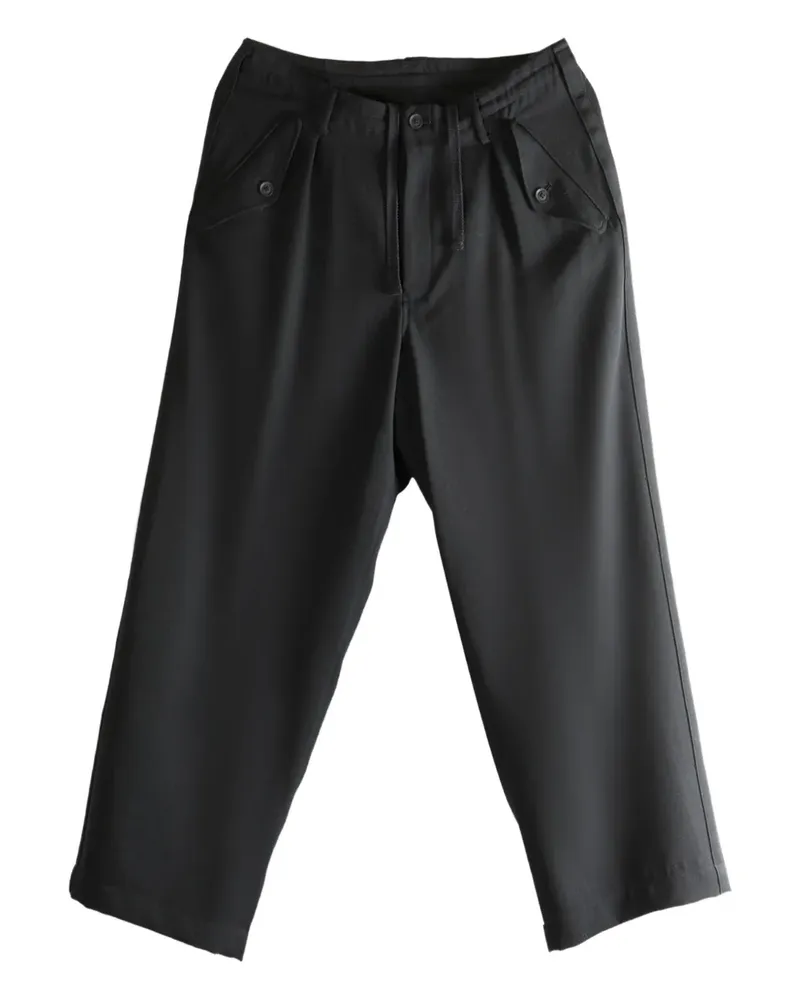 Yohji Yamamoto Hose mit Faltendetail - Schwarz Schwarz