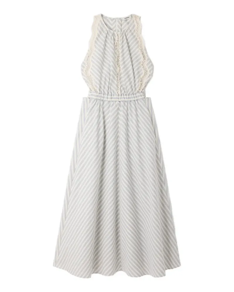 Sandro striped lace-trim midi dress - Nude Nude