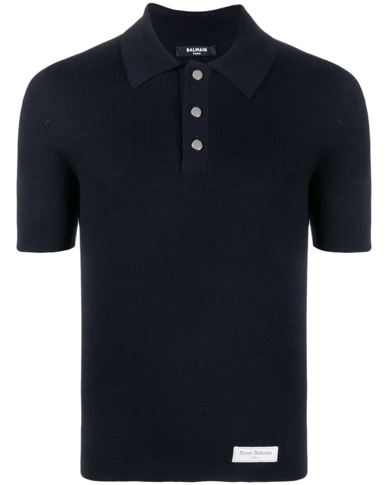 Balmain Poloshirt mit Logo-Patch - Blau Blau
