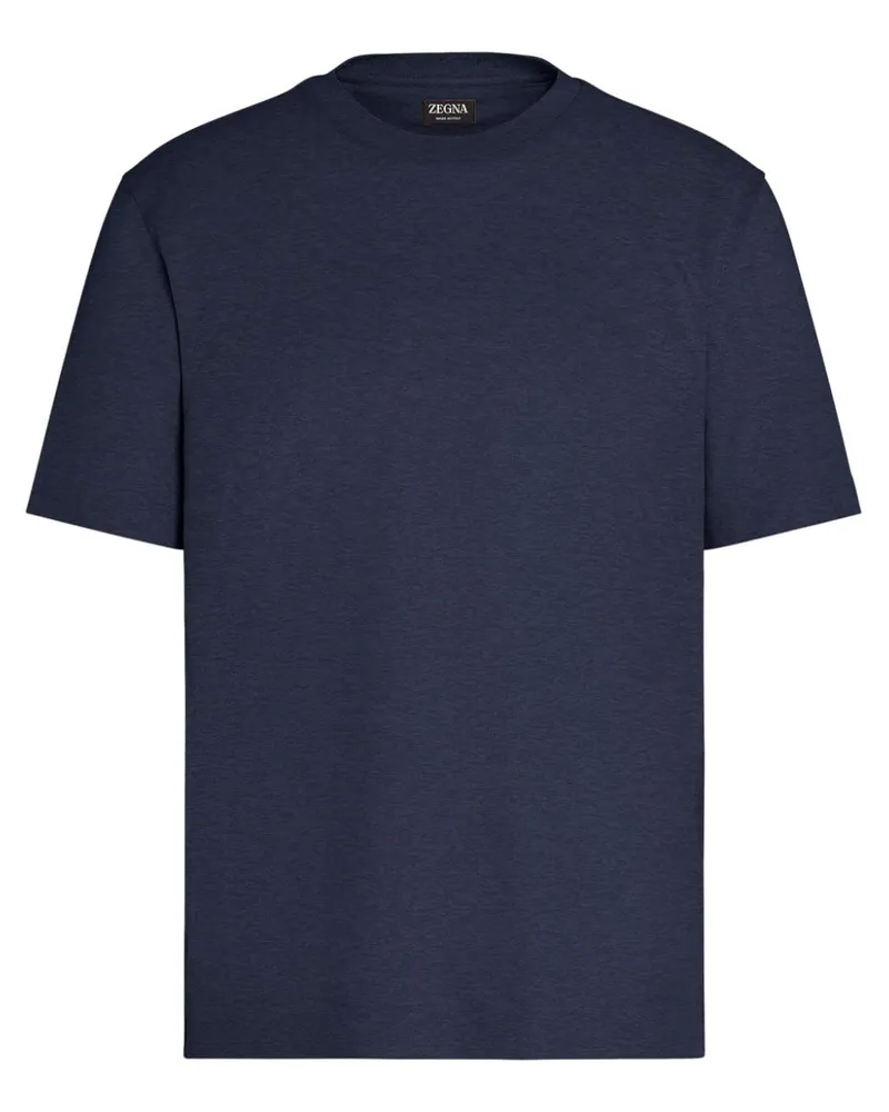 Ermenegildo Zegna Fein gestricktes T-Shirt aus Leinen - Blau Blau