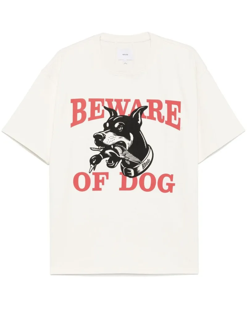 RHUDE Warning T-Shirt mit Logo - Weiß Weiß