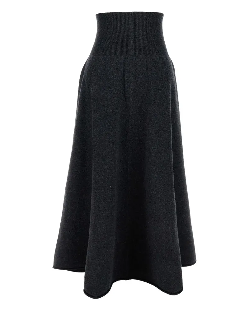 extreme cashmere A-Linien-Rock mit geripptem Bund - Schwarz Schwarz