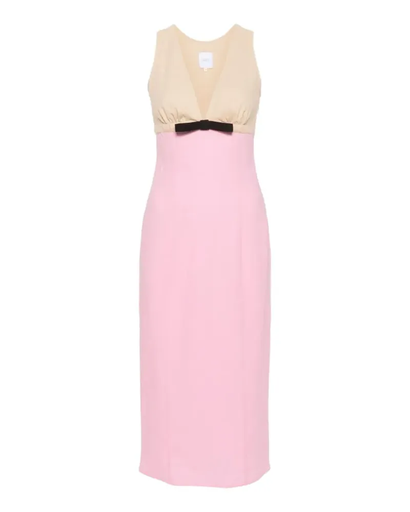 Patou bow-detail two-tone midi dress - Rosa Rosa