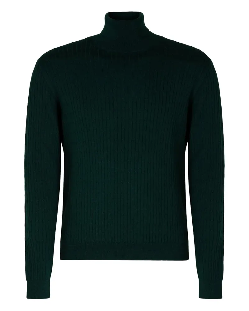 Slowear Rollkragenpullover mit Zopfmuster - Grün Grün