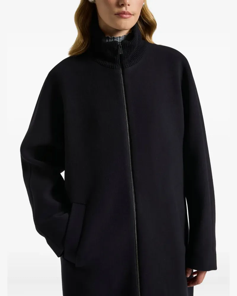 Peserico drop-shoulder funnel-neck coat - Schwarz Schwarz