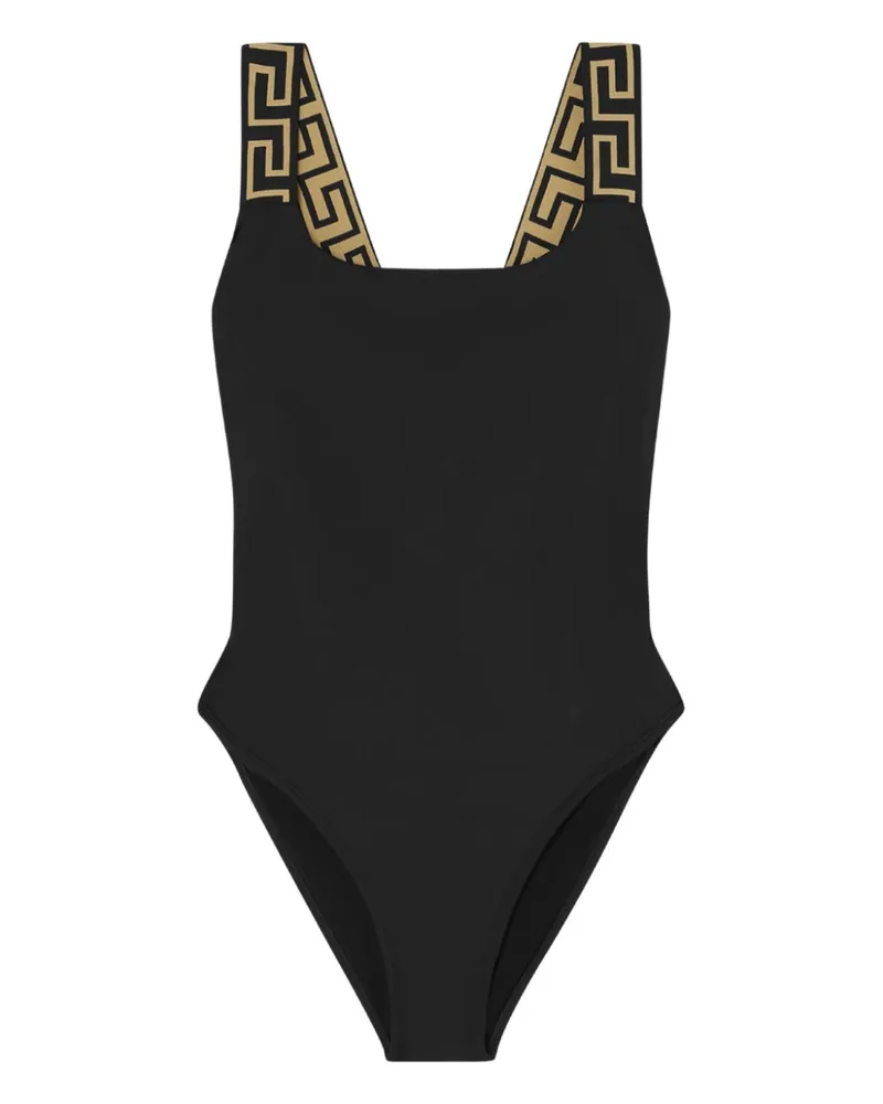 Versace Badeanzug mit Greca-Muster - Schwarz Schwarz