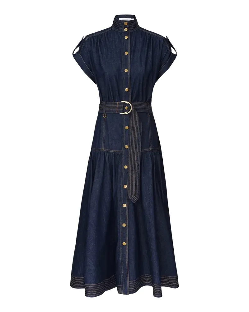 Zimmermann button-up belted midi dress - Blau Blau