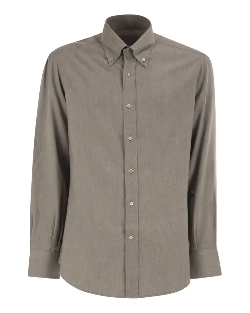 Brunello Cucinelli button-down box-pleat shirt - Grau Grau