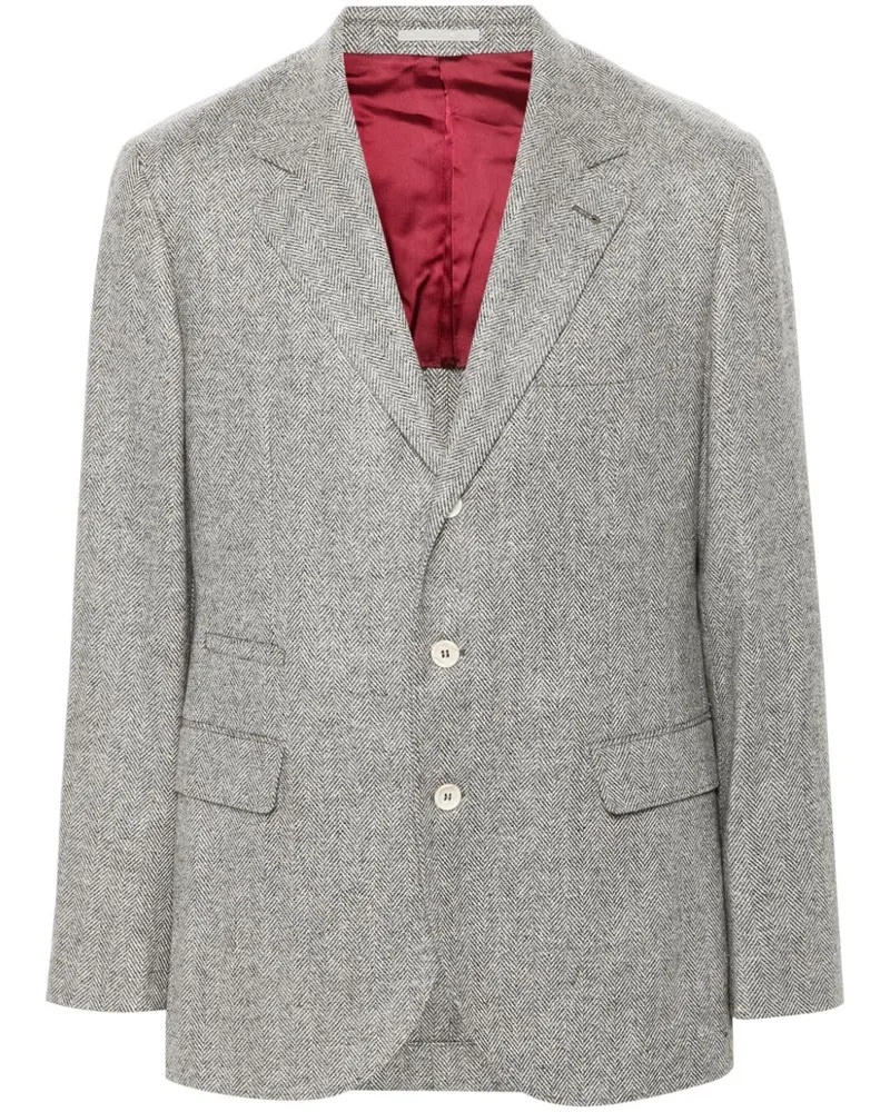 Brunello Cucinelli Blazer mit Fischgrätenmuster Grau