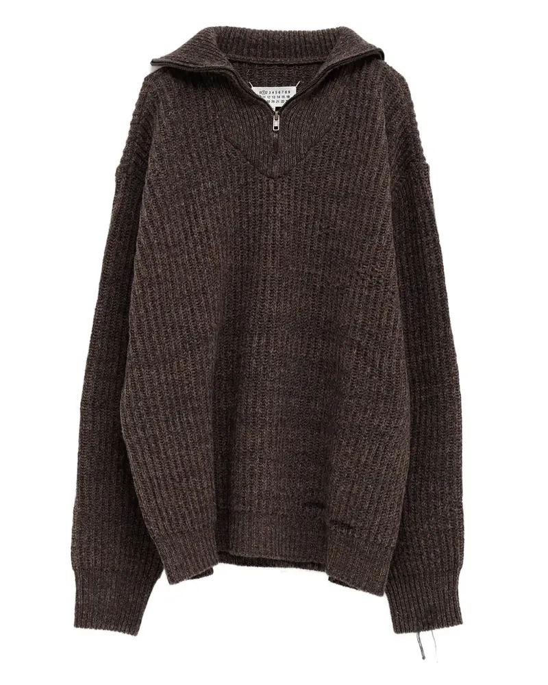 Maison Margiela Gerippter Pullover mit Reißverschluss - Braun Braun