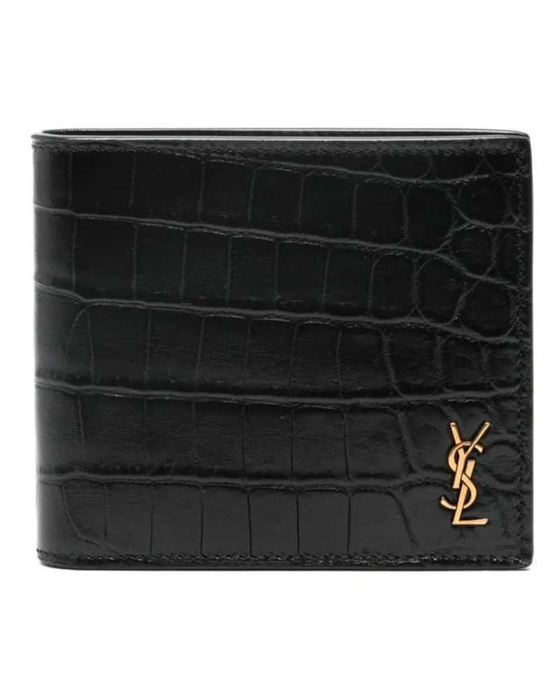 Saint Laurent Tiny Cassandre East/West Portemonnaie - Schwarz Schwarz