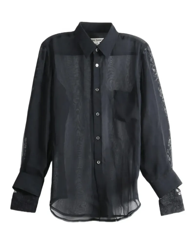 Comme des Garçons Semi-transparentes Hemd - Schwarz Schwarz