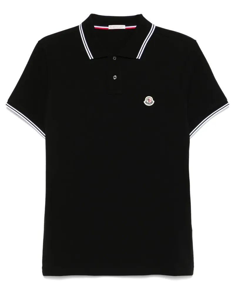 Moncler Poloshirt mit Logo-Patch - Schwarz Schwarz