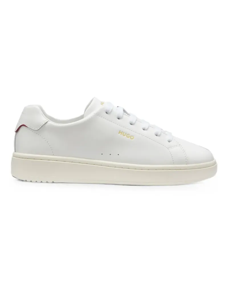 HUGO BOSS Sneakers aus Nappaleder mit goldfarbenem Logo - Weiß Weiß