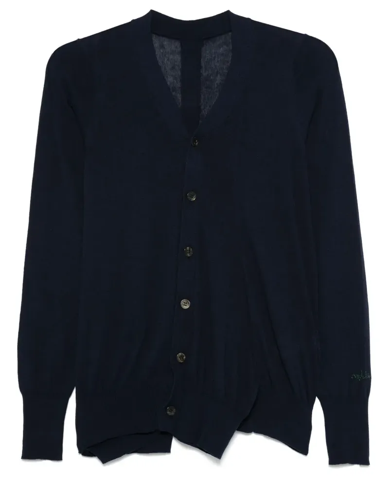 Yohji Yamamoto Cardigan mit V-Ausschnitt - Blau Blau