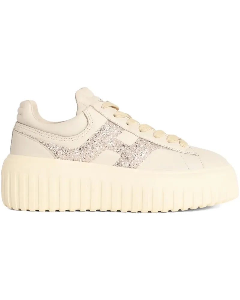 Hogan H stripes glitter sneakers - Nude Nude