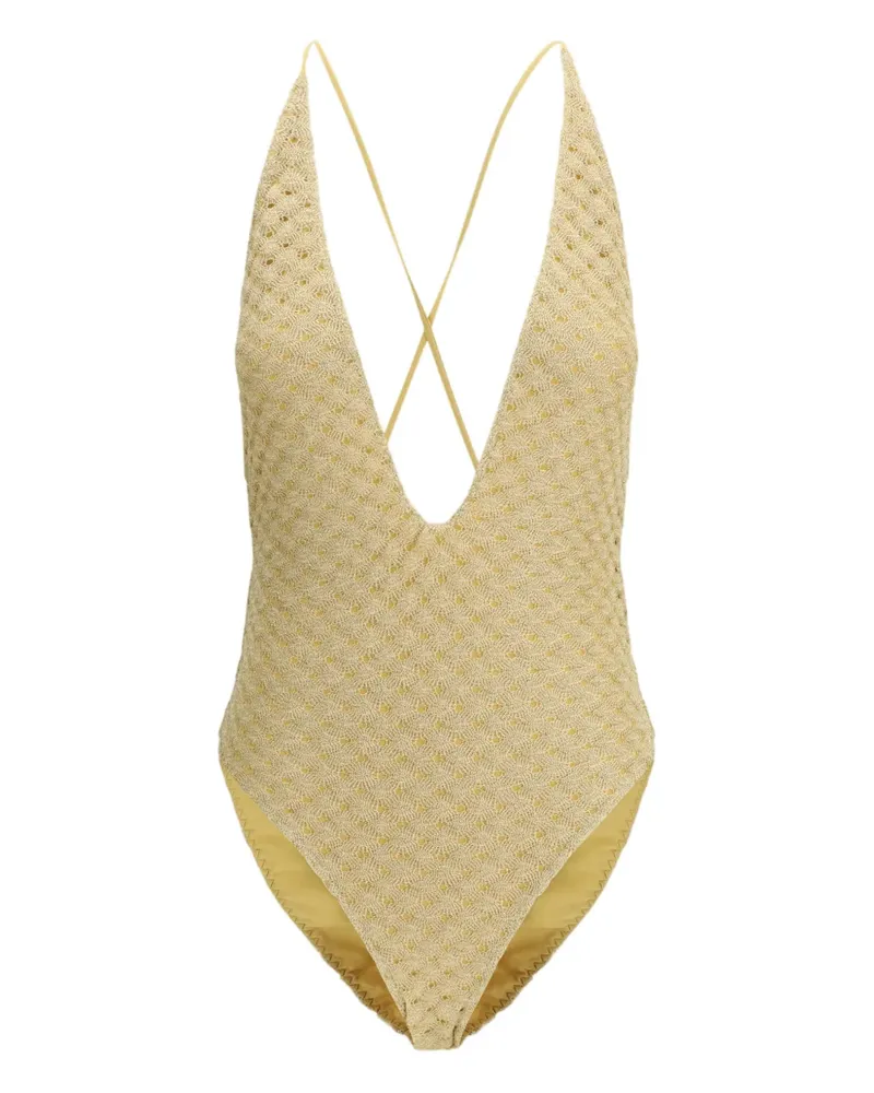 Missoni V-neck criss cross swimsuit - Nude Nude