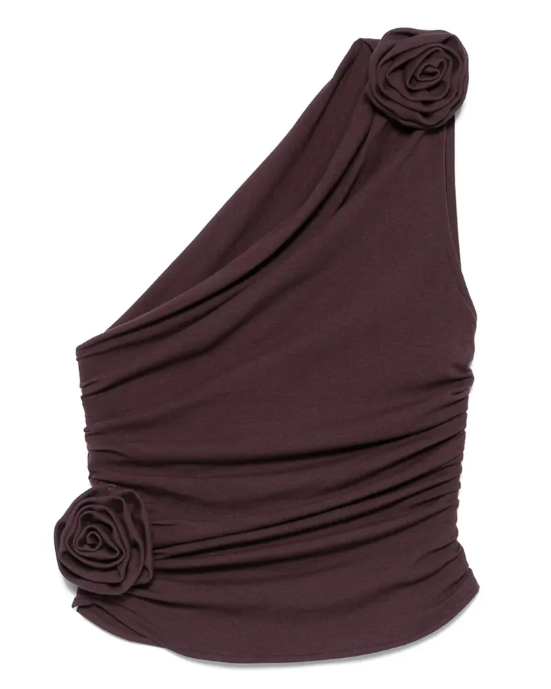 Magda Butrym One-Shoulder-Top mit Rosendetail - Violett Violett