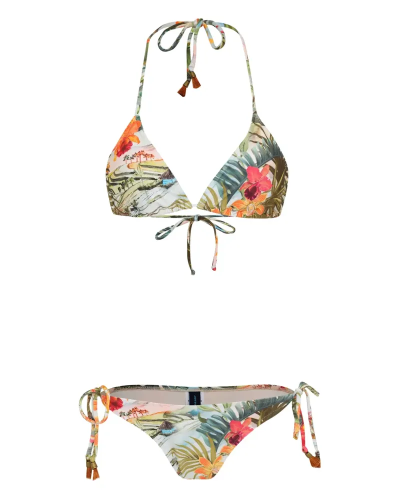 Lygia & Nanny Triangel-Bikini mit tropischem Print - Weiß Weiß