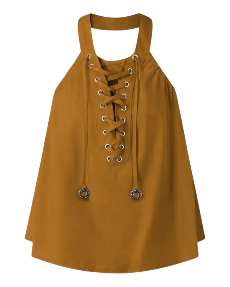Pinko Neckholder-Top mit Schnürung - Braun Braun