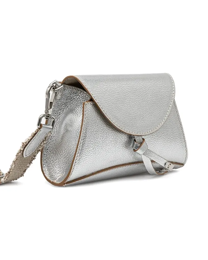 Gianni Chiarini Margot Umhängetasche im Metallic-Look mit Fransenriemen - Grau Grau