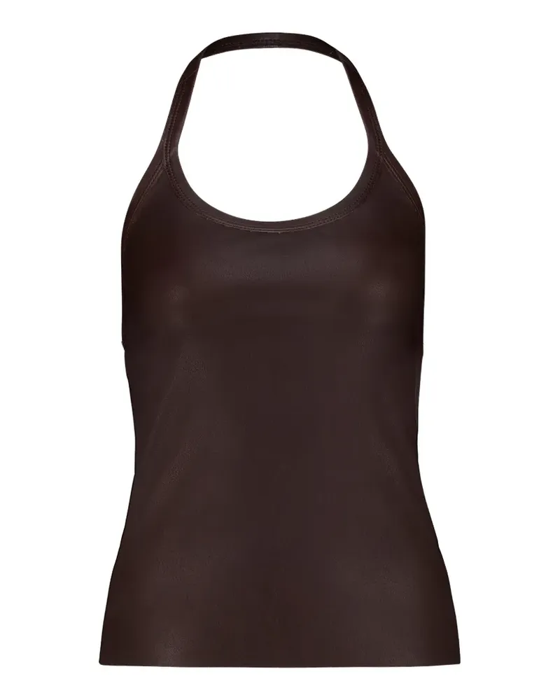 Stouls Cherry halter-neck leather top - Braun Braun