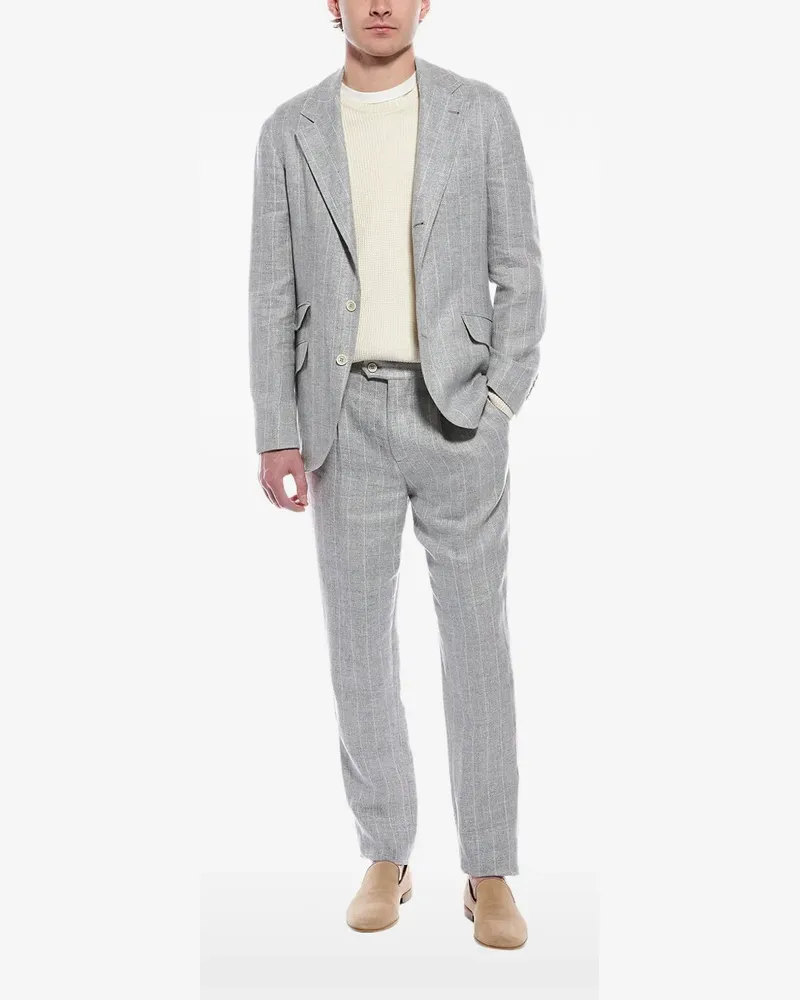Brunello Cucinelli pinstriped linen-blend blazer - Grau Grau