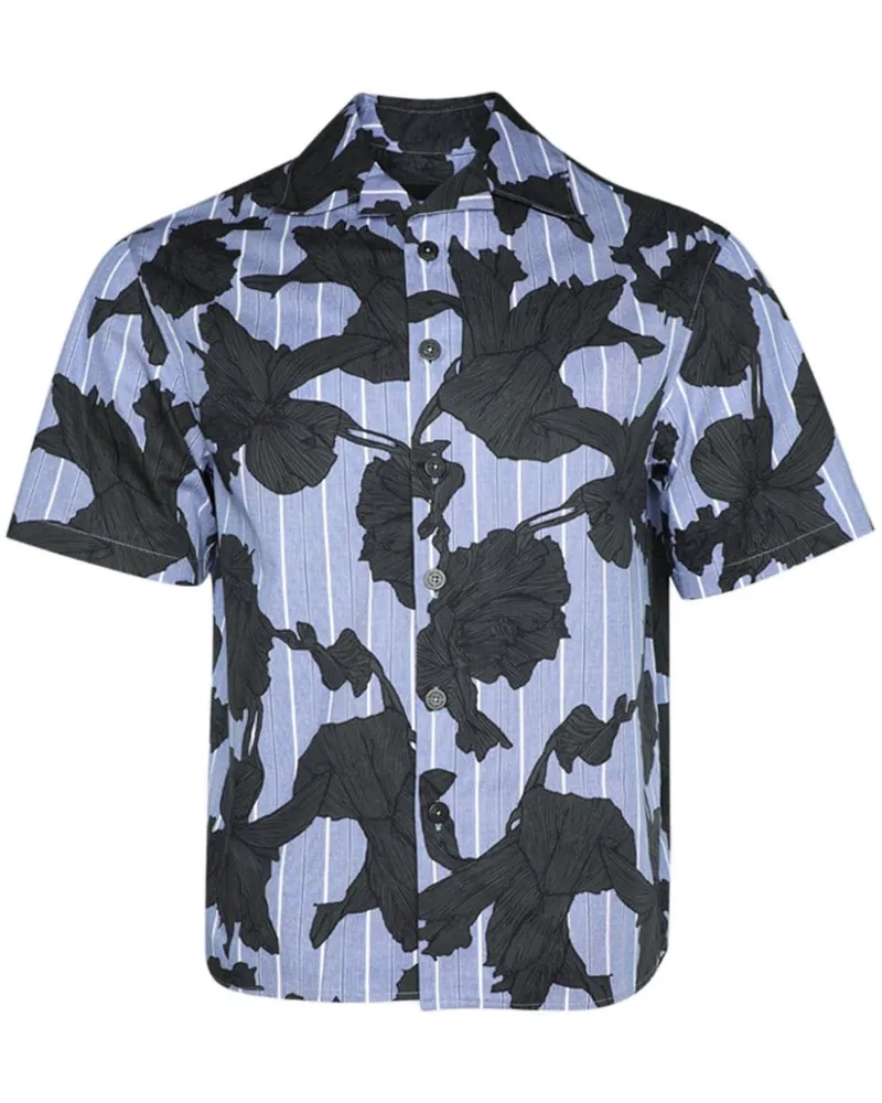 Neil Barrett Hemd mit Bold Flowers-Print - Blau Blau