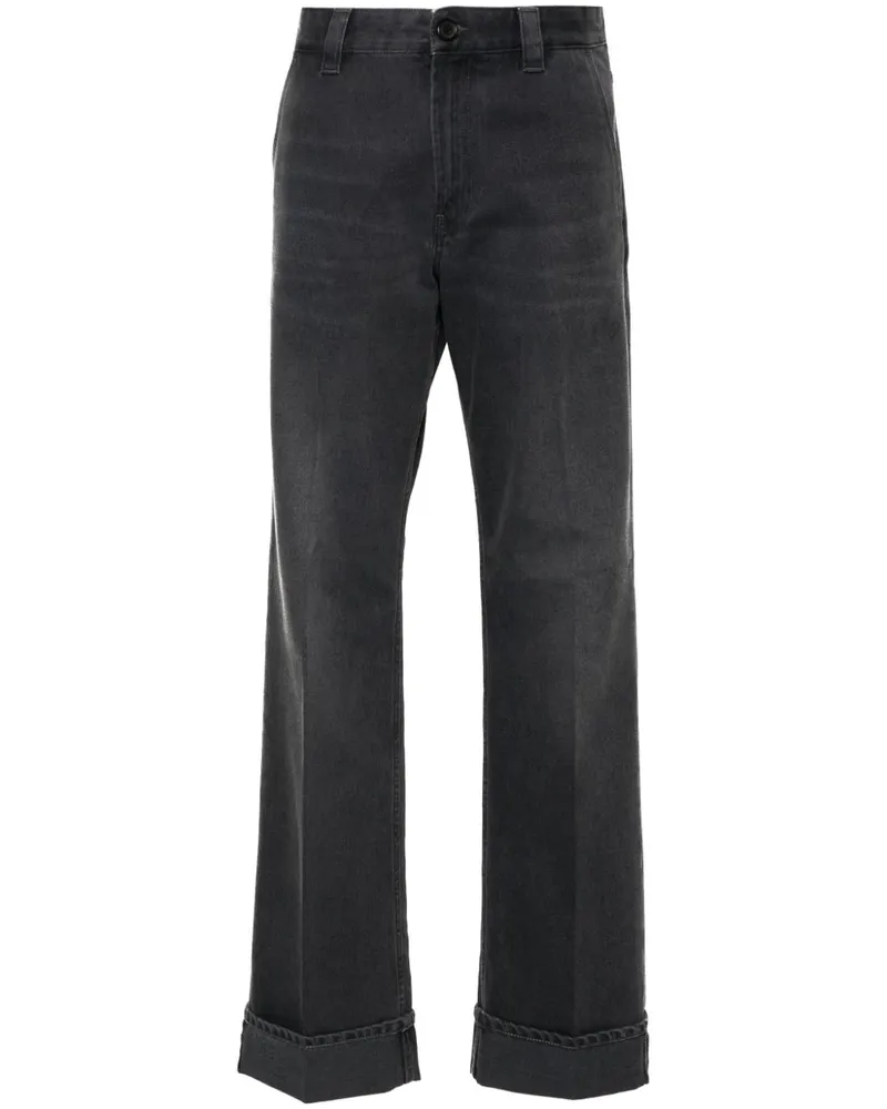 Miu Miu Halbhohe Straight-Leg-Hose - Grau Grau
