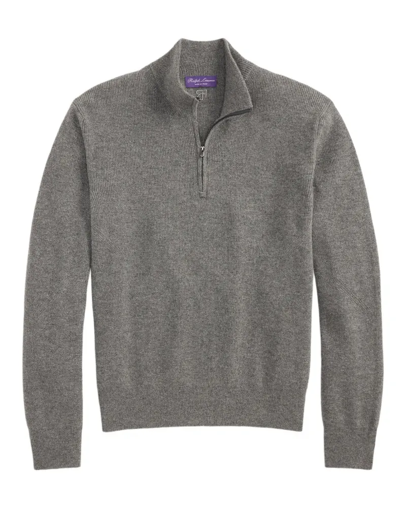 Ralph Lauren Kaschmirpullover mit kurzem Reißverschluss - Grau Grau