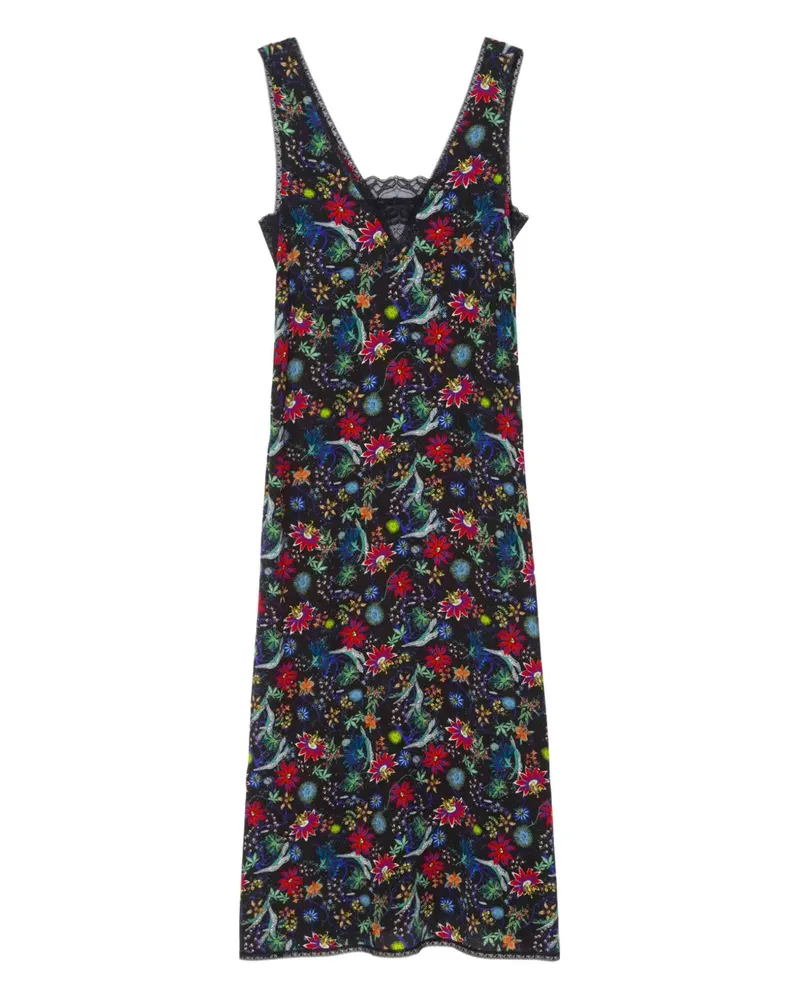 Zadig & Voltaire Renzo Midikleid aus Spitze mit Blumen - Schwarz Schwarz