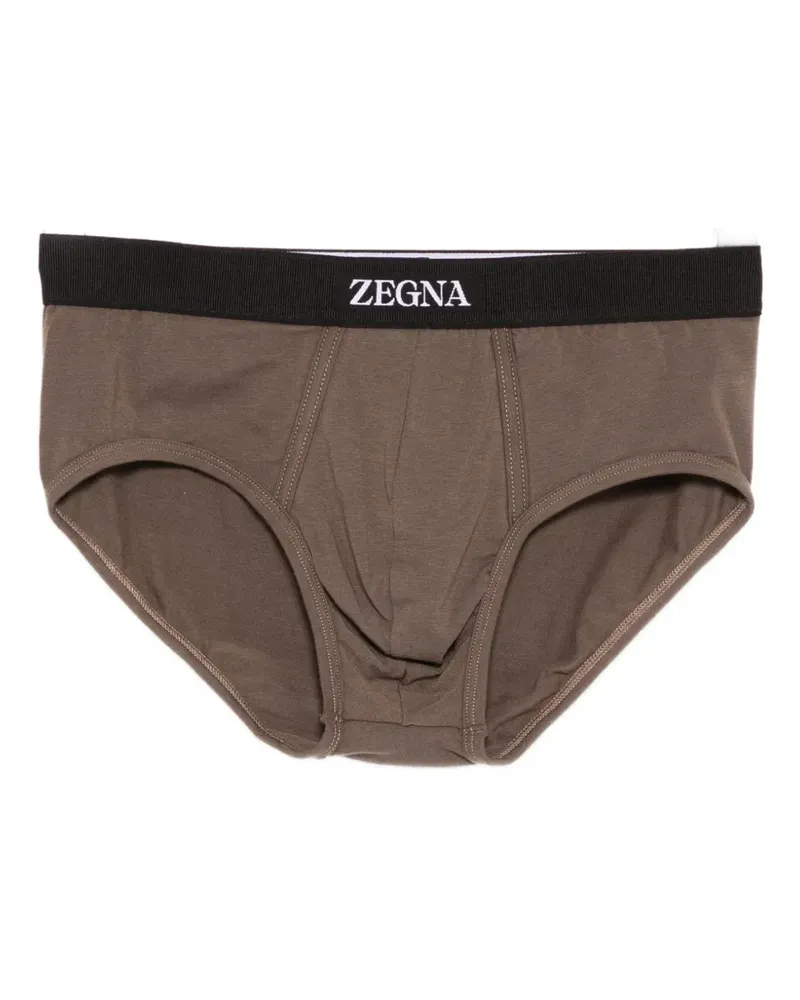 Ermenegildo Zegna logo-waistband briefs - Braun Braun