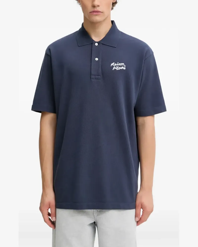 Kitsuné Poloshirt mit Logo-Stickerei - Blau Blau
